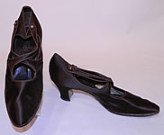 Vintage J&T Cousins Co NY Chocolate Brown Silk Button Strap Mary Jane Shoes
