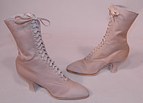 Unworn Victorian Vintage White Cream Canvas High Top Lace-up Boots Shoes
