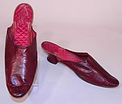 Victorian Womens Red Leather Quilted Silk Lining Backless Mules Slipper Shoes
