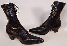 Unworn Victorian Black Leather High Top Lace-up Boots Poehlman Shoe Co.
