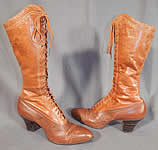 Victorian Vintage I. Miller NY Brown Leather High Top Lace-up Hiking Boots Shoes
