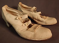 Edwardian Womens White Canvas Double Button Strap Mary Jane Shoes
