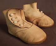 Edwardian Tan Kid Leather High Button Baby Boots Infant Childrens Shoes 
