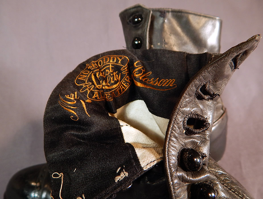 Victorian May Blossom Black Gray Two Tone Leather High Top Button Boots Shoes
These are truly a wonderful, wearable, quality made antique boot!
