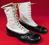 Unworn Vintage Doctor Deans Edwardian Two Tone Black & White Leather High Top Boots
