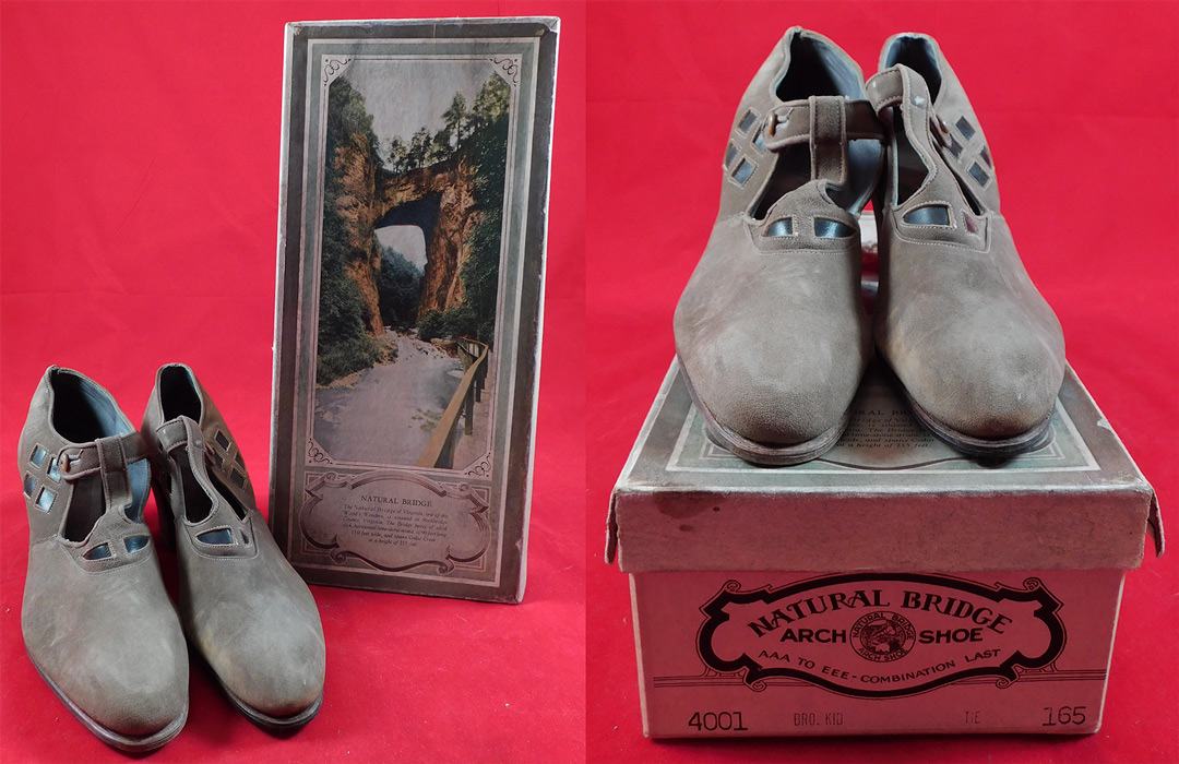 Unworn Vintage Natural Bridge Arch Shoe Suede Leather Button Strap Cutout Mary Jane
hey are made of a gray taupe color soft suede leather, with decorative cutout diamond shape gray leather inserts along the sides.