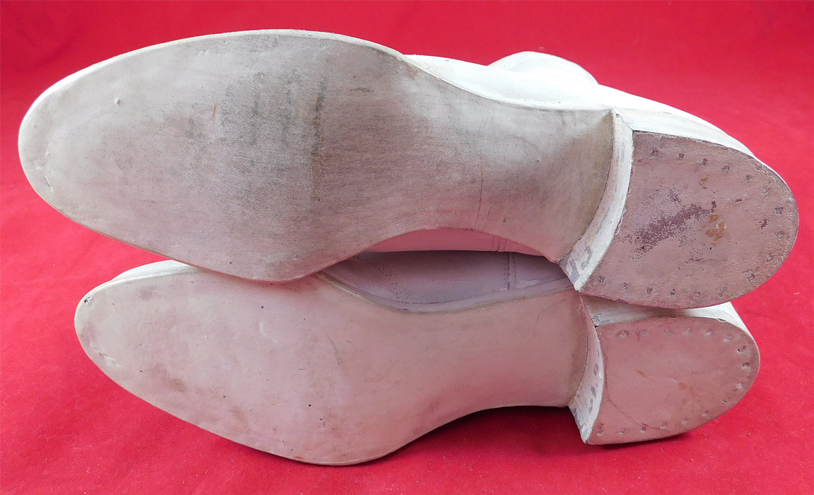 Unworn Edwardian White Leather High Top Rubber Sole Sneaker Boots Shoes
They are old store stock "dead stock" in unworn good wearable condition, with only a few faint small stain scuff marks from storage. 