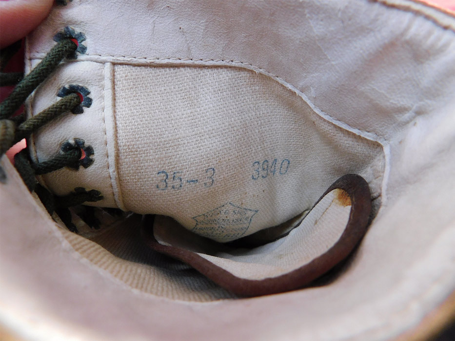 Unworn Victorian Two Tone Brown Cloth & Leather High Top Lace-up Boots
These antique boots are difficult to size for today's foot, but are approximately a US size 6 narrow width stamped inside a size 35-3