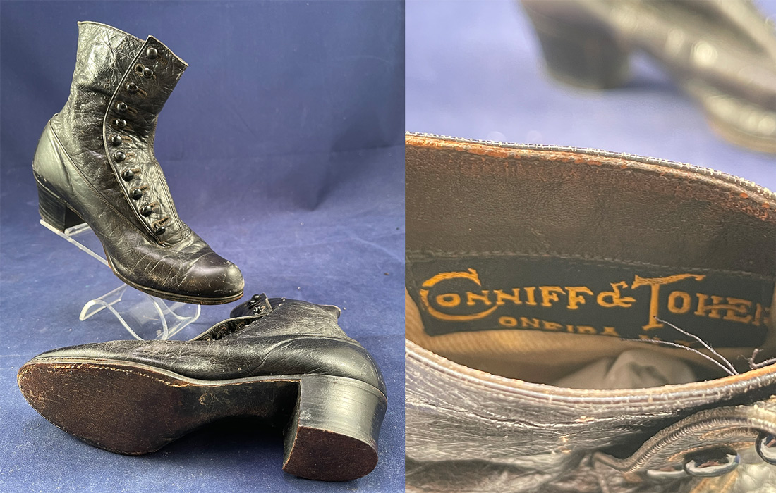Victorian Vintage Conniff & Toher Black Leather High Top Button Boots Shoes
They are in good condition and have been gently worn, with some scuffs in the leather and the buttons have been moved over. These are truly a wonderful, wearable, quality made antique boot.