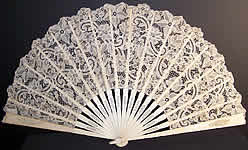 Victorian Leavers Mill Bobbin Lace White Wedding Fan