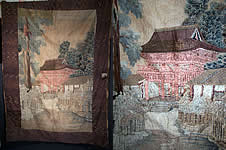 Antique Japanese Silk Embroidered Wall Hanging Tapesrty