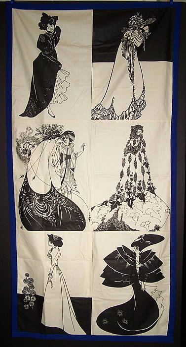 Aubrey Beardsley Black & White Women Bloomcraft Fabric  Front view.