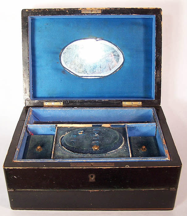 Antique Victorian Sewing Box Slope Travel Writing Desk