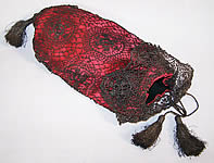 Antique Gold Crochet Lace Tassel Silk Drawstring Purse 
