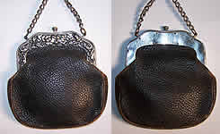 Victorian Silver Serpent Chatelaine Leather Sporran Purse