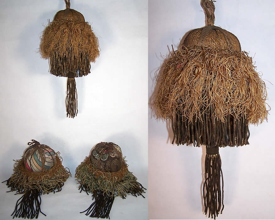 Antique Chinese Gold Bullion Metallic Lam&eacute; Ball Tassels  Front view.