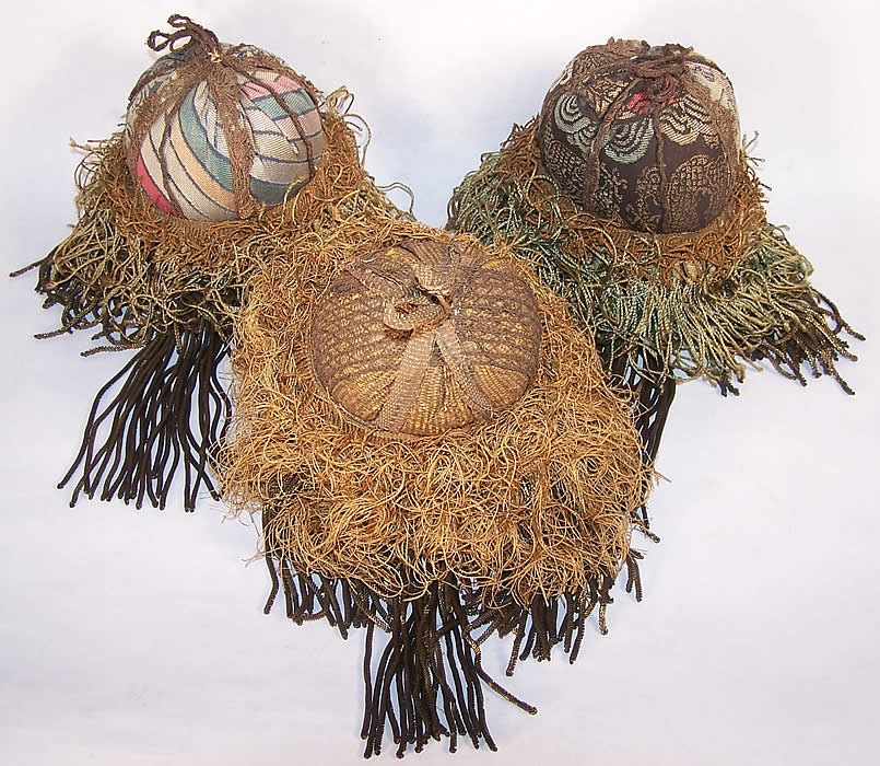 Antique Chinese Gold Bullion Metallic Lam&eacute; Ball Tassels top View.