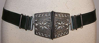 Antique Art Nouveau EPNS Silver Leather Belt