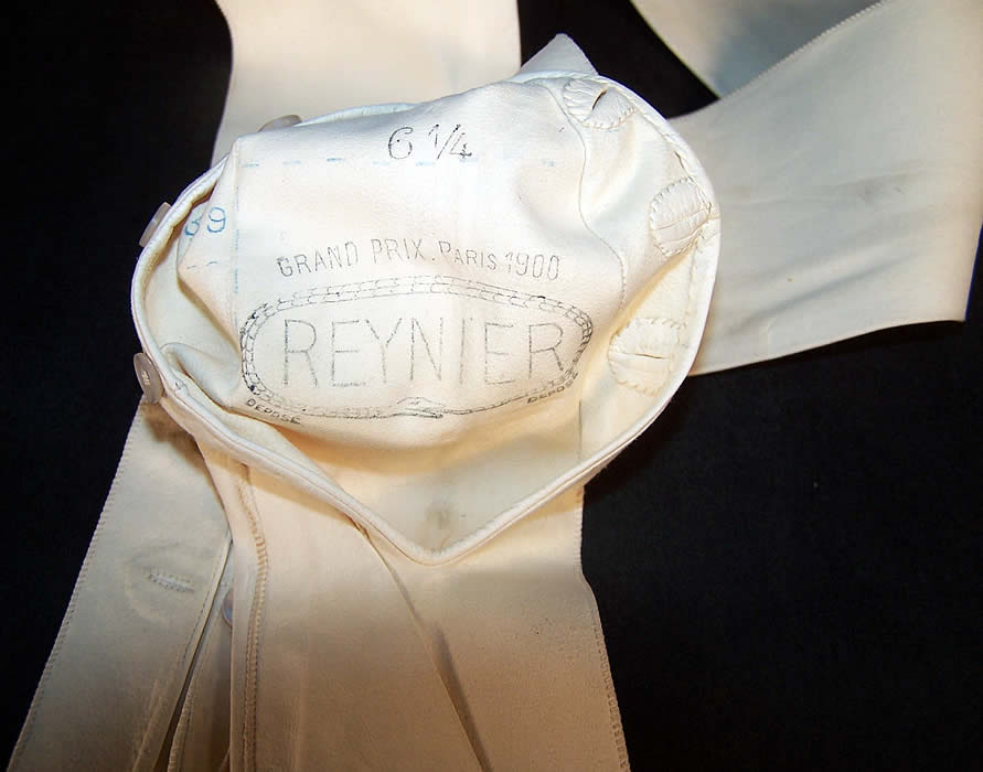 Edwardian White Kid Leather Long Opera Gloves Lot Close up.