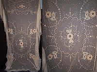 Antique Tambour Embroidery Net Lace Silk Applique Bedspread