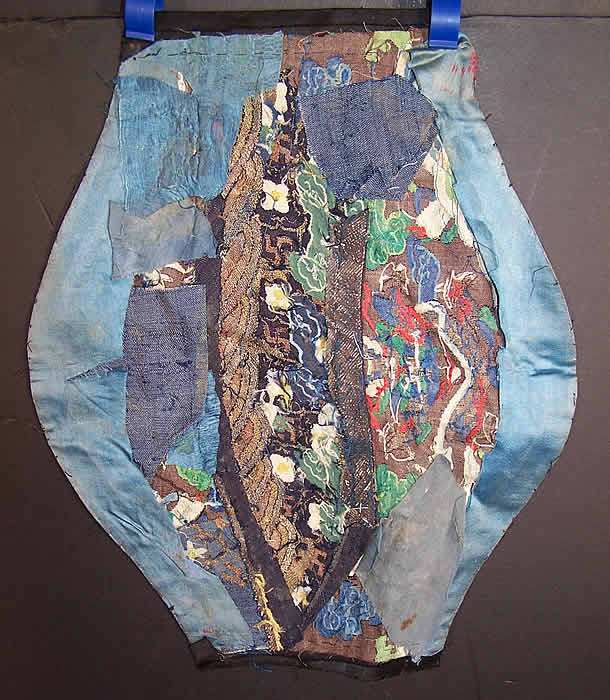 Antique Chinese Kesi Silk Jifu Longpao Dragon Robe Remnant Textile back view.
