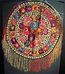 Matyo Hungarian Folk Embroidery Colorful Floral Fringe Round Tablecloth