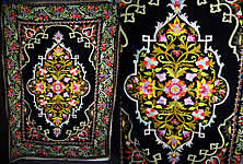 Vintage Black Velvet Tambour Chain Stitch Textile
