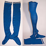 Bright Blue Silk Seam Thigh High Garter Stockings Socks