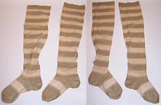 Victorian Ladies Green & White Striped Tree Thigh High Garter Stockings Socks