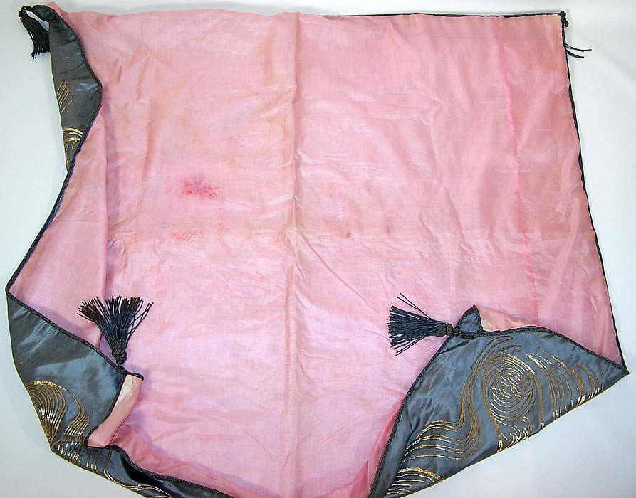 Antique Chinese Dragon Gold Couching Embroidery Stumpwork Silk Tapestry back