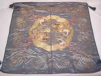 Antique Chinese Dragon Gold Couching Embroidery Stumpwork Silk Tapestry