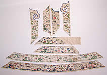 Antique Chinese Crane Bird Butterfly Deer Silk Embroidered Robe Trim