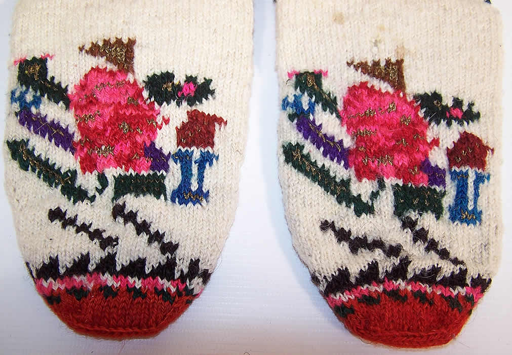 Antique Ottoman Hand Knit Wool Turkish Socks Stockings