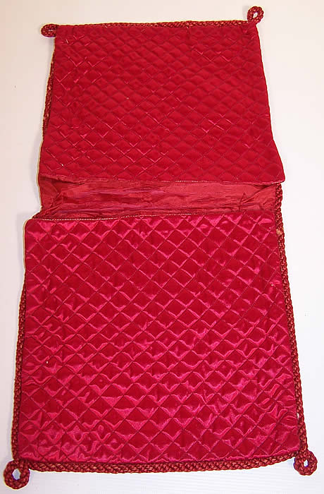 Victorian Red Silk Ribbon Rosette Carnation Lingerie Stocking Glove Hankie Holder  inside the other one