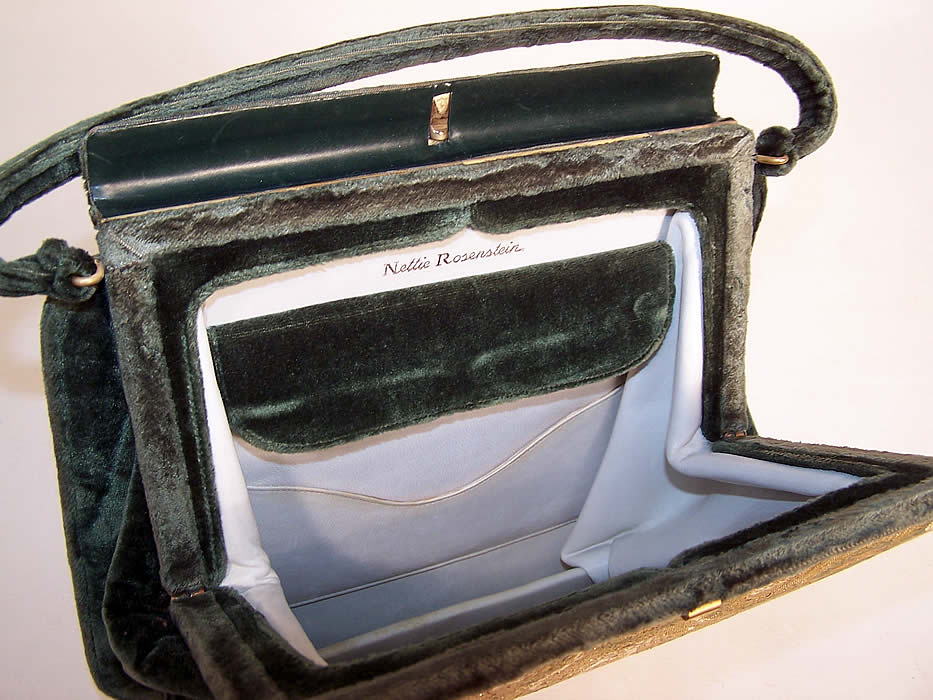 Vintage Nettie Rosenstein Silk Brocade Tapestry Velvet Handbag Purse inside