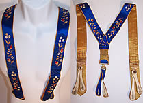 Victorian Walker's Blue & Gold Silk Embroidered Braces Suspenders
