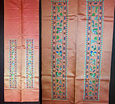 Antique Chinese Silk Embroidered Butterfly Bat Robe Sleeve Band Cuffs Pair