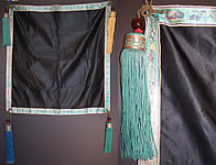 Antique Chinese Silk Large Beaded Tassel Trim Mahjong Game Table Cloth Cover