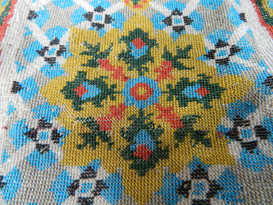 Titanic Era Large Antique Colorful Micro Beaded Jewel Frame Purse
