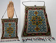 Titanic Era Large Antique Colorful Micro Beaded Jewel Frame Purse