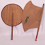 Antique Chinese & South American Woven Straw Handscreen Fixed Fan