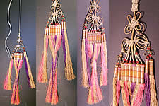 Antique Chinese Colorful Gold Wrapped Knotted Silk Fringe Tassel Trim