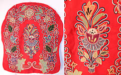 Antique Resht Rasht Iran Embroidered Chain Stitch Applique Wool Fabric