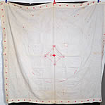 Vintage End of WWII Allies British Red Cross Signature Embroidered Linen Tablecloth