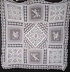 Victorian Antique Filet Bobbin Lace Renaissance Cupid Linen Cutwork Tablecloth 