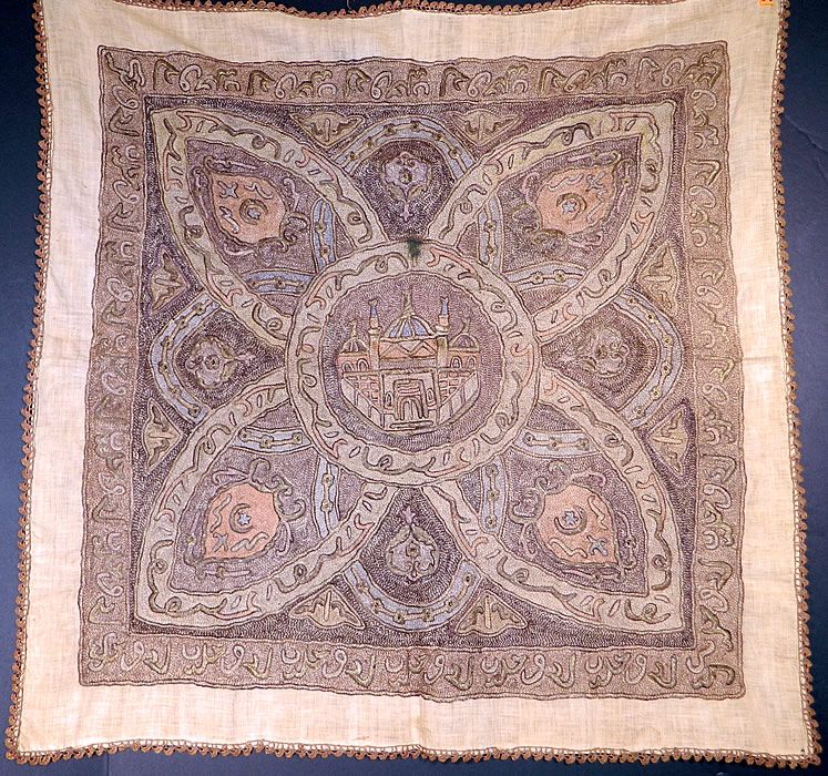 Antique Ottoman Turkish Hagia Sophia Gold Metallic Embroidered Linen Tablecloth
This antique Ottoman period Turkish Hagia Sophia gold metallic embroidered linen tablecloth dates from 1920s.