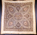 Antique Ottoman Turkish Hagia Sophia Gold Metallic Embroidered Linen Tablecloth
