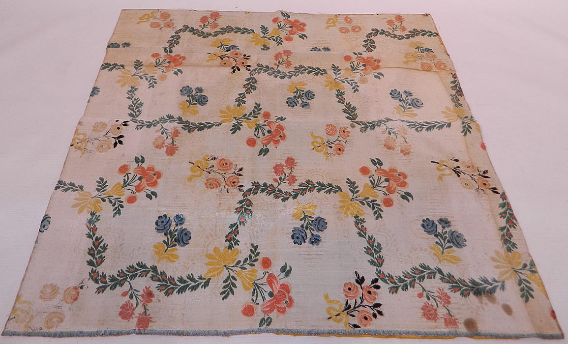 Antique 18th Century French Silk Damask Brocade Dress Fabric Remnant Square
This antique French silk damask brocade dress fabric remnant square dates from the 18th century.