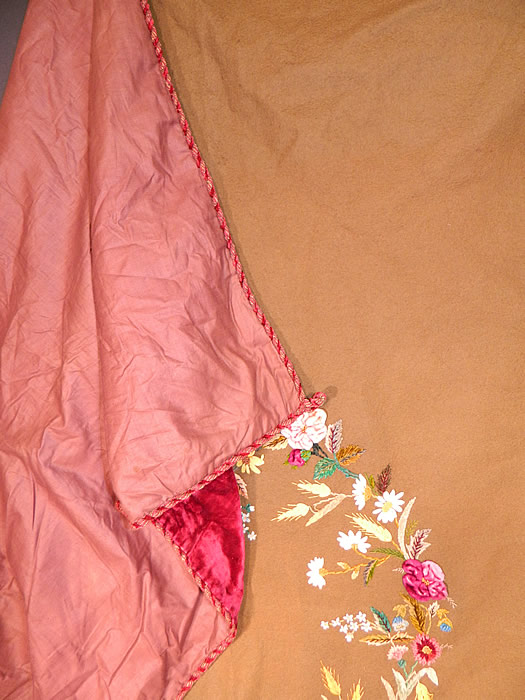 Victorian Antique Wool Velvet Chenille Embroidered Ribbonwork Bedspread Blanket
The bedspread measures 80 by 72 inches. It is in good condition, with only a few small moth nips in the corner. This is truly an exceptional piece of antique Victoriana textile art!
