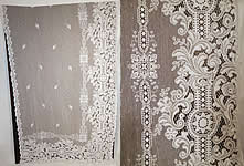 Vintage Antique White Lace Net Octagram Drapery Curtain Panel Pair 100x57